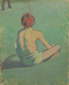 Mile 1868 1941 Prints: Boy sitting in the grass, 1886. Artist: Bernard, Emile (1868-1941)