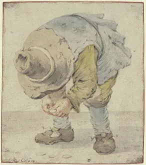 Bending Prints: Boy stooping with a large hat, c1630-1680. Creator: Adriaen van Ostade