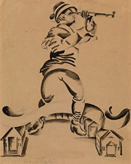 Avant Garde Prints: Boy with a Telescope, early 20th century. Creator: Victor Barthe