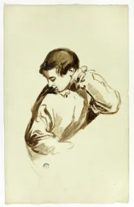 Aviodance Prints: Boy Turning Sideways, Half-Length, c. 1830. Creators: Thomas Jones Barker, Thomas Barker