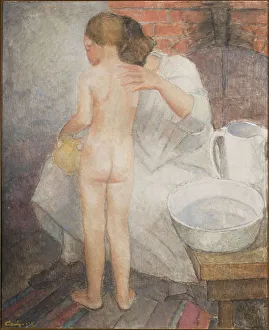 Caven Alvar Prints: The boy is being washed, 1932. Creator: Alvar Cawén