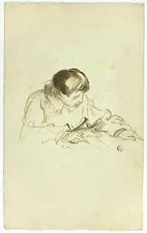 Thomas Jones Barker Prints: Boy Writing or Sketching, c. 1830. Creators: Thomas Jones Barker, Thomas Barker