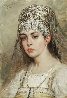 Boyars Wife Gallery: Boyars Wife, 1880s. Artist: Makovsky, Konstantin Yegorovich (1839-1915)