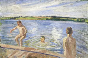 Millboard Prints: Boys Bathing, 1902. Creator: Peter Hansen