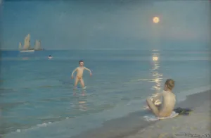Kroyer Prints: Boys Bathing at Skagen. Summer Evening, 1899. Artist: Kroyer, Peder Severin (1851-1909)