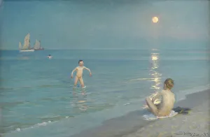 Kroyer Ps Prints: Boys Bathing at Skagen - Summer Evening, 1899. Creator: Peder Severin Kroyer
