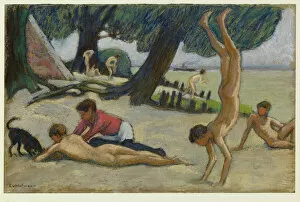 Childrens Games Gallery: Boys on the beach, c. 1895. Artist: Hofmann, Ludwig, von (1861-1945)