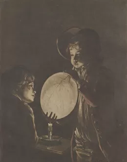 Wright Collection: Two Boys Blowing a Bladder by Candle-light, 1773. 1773. Creator: Peter Perez Burdett