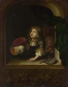 Boringness Collection: Two Boys blowing Bubbles, c. 1670. Artist: Netscher, Caspar (1639-1684)