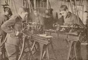 War Work Gallery: Boys of Bradfield College making shell parts, Berkshire, c1916 (1928)