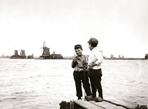 Boys by a canal, Laandam, Netherlands, 1898.Artist: James Batkin Boys by a canal, Laandam, Netherlands, 1898.Artist: James Batkin