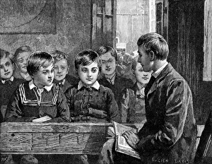 Sunday School Prints: Boys class at an American Sunday School, 1890