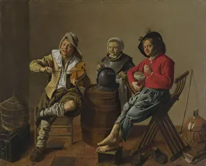 Molenaer Prints: Two Boys and a Girl making Music, 1629. Artist: Molenaer, Jan Miense (c. 1610-1668)