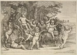 Dionysos Collection: Eleven Boys and Three Goats, 1625-77. Creator: Wenceslaus Hollar