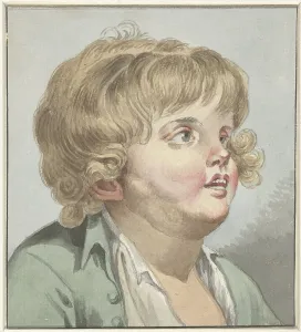 Greuse Jean Baptiste Prints: Boy's head, three -quarters to the right, 1745-1850. Creator: Anon