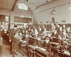 Boys laying the phylacteries, Jews Free School, Stepney, London, 1908