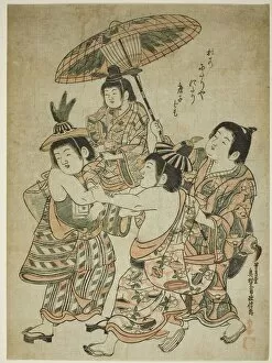 Boys Masquerading as Chinese, c. 1748. Creator: Okumura Masanobu