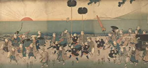 Feudalism Gallery: Boys Play-acting a Daimyo Procession, 19th century. Creator: Utagawa Kuniyoshi