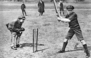 Wicket Gallery: Boys playing cricket in Parliament Hill Fields, London, 1926-1927