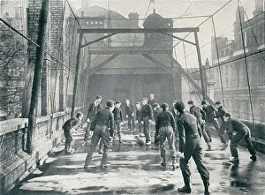 Boys playing football on the roof of St Pauls Cathedral Choir School, London, c1901 (1901)