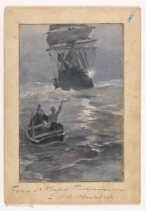 Sinking Prints: Boys signal to a ship from a sinking rowing boat