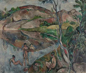 Boys swimming, 1914. Creator: Per Deberitz