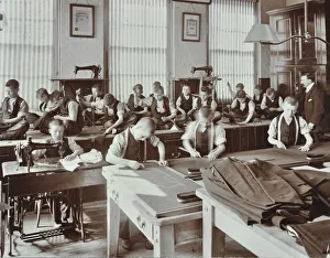 Apprentice Gallery: Boys tailoring class at Highbury Truant School, London, 1908
