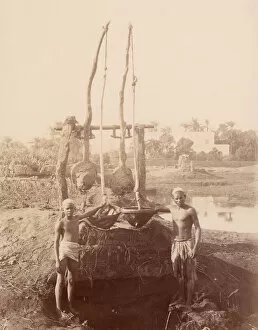 Two Boys Beside a Well, 1880s. Creator: Unknown