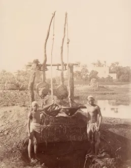 Shaduf Prints: Two Boys Beside a Well, 1880s. Creator: Unknown