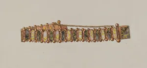 Gemstones Prints: Bracelet, c. 1936. Creator: Gordena Jackson