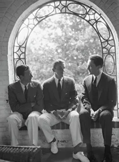 Relative Prints: Brady, Mosely, and Scott group, seated in a window, 1930 May 24. Creator: Arnold Genthe