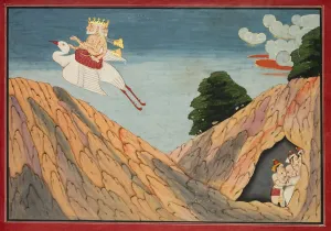 Pahari Hills Prints: Brahma Hides the Cowherds and the Calves in the Cave, page from a Bhagavata Purana, c