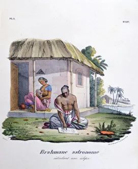 Hindu Prints: Brahmin Astronomer, Calculating the Eclipse, 1828. Artist: Marlet et Cie
