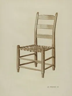 Braided Rawhide-bottomed Chair, c. 1939. Creator: Joe Brennan