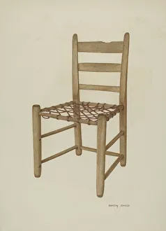Dorothy Johnson Prints: Braided Rawhide Bottom Chair, c. 1940. Creator: Dorothy Johnson