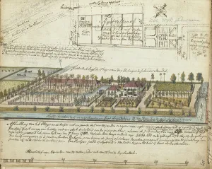 Java Indonesia Prints: Brandes house and estate outside Batavia, 1785. Creator: Jan Brandes