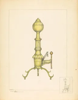Henry Meyers Prints: Brass Andiron, c. 1937. Creator: Henry Meyers