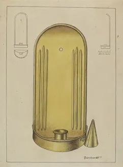 Wall Mounted Prints: Brass Candle Holder, c. 1936. Creator: Gerald Bernhardt