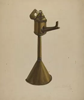 Brass Collection: Brass Oil Lamp, c. 1939. Creator: Andrew Topolosky
