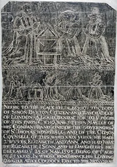 St Andrew Undershaft Prints: Brass rubbing from the Church of St Andrew Undershaft, Leadenhall Street, London, c1820