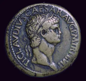 Claudius Prints: Brass Sestertius of Claudius, 1st century