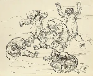 Art Around 1900 Prints: Brawling bears, 1909. Creator: Franz Barwig the Elder