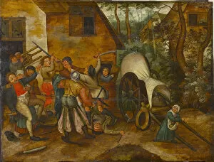 Budapest Collection: Brawling Peasants and Soldiers, End of 16th cen. Creator: Brueghel, Pieter