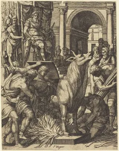Pierre Woeiriot Prints: The Brazen Bull of Phalarus. Creator: Pierre Woeiriot