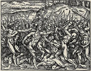 Theodor De 1528 1598 Prints: Brazil. As savages make war against each other
