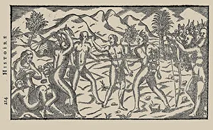 Theodor De 1528 1598 Prints: Brazilian Indian warriors taking a prisoner