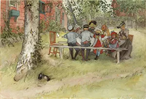 Underneath Prints: Breakfast under the Big Birch. From A Home (26 watercolours)
