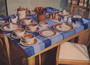 Kitchen Table Prints: Breakfast - A breakfast table arrangement by Bowman Bros. Ltd. London, 1939