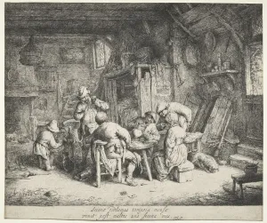 1610 1684 Prints: The Breakfast, c. 1664. Creator: Adriaen van Ostade (Dutch, 1610-1684)