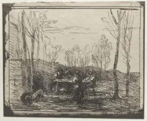 Cliche Verre Prints: Breakfast in a Glade, original impression 1857, printed in 1921